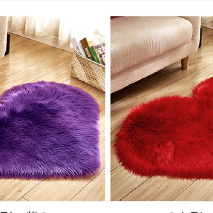 Tapis en forme de cœur en fausse laine de mouton, coussin de siège moelleux, tapis de Yoga antidérapant pour salon, chambre à coucher, tapis de sol de canapé