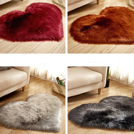 Tapis en forme de cœur en fausse laine de mouton, coussin de siège moelleux, tapis de Yoga antidérapant pour salon, chambre à coucher, tapis de sol de canapé