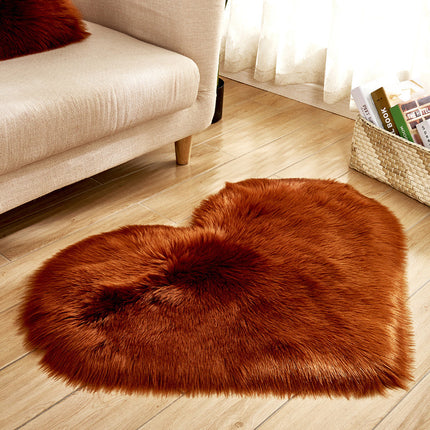 Tapis en forme de cœur en fausse laine de mouton, coussin de siège moelleux, tapis de Yoga antidérapant pour salon, chambre à coucher, tapis de sol de canapé