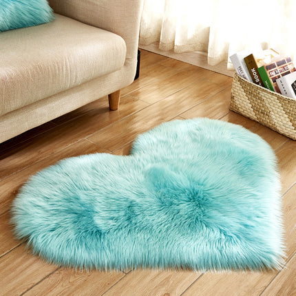 Tapis en forme de cœur en fausse laine de mouton, coussin de siège moelleux, tapis de Yoga antidérapant pour salon, chambre à coucher, tapis de sol de canapé