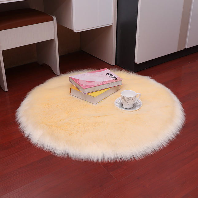 Soft Round Faux Sheepskin Hair Rugs Shaggy Fluffy Rugs Round Carpet Kids Girls Room Princess Castle Christmas Playmat