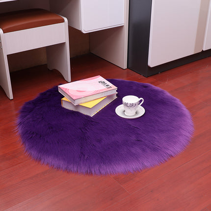 Soft Round Faux Sheepskin Hair Rugs Shaggy Fluffy Rugs Round Carpet Kids Girls Room Princess Castle Christmas Playmat