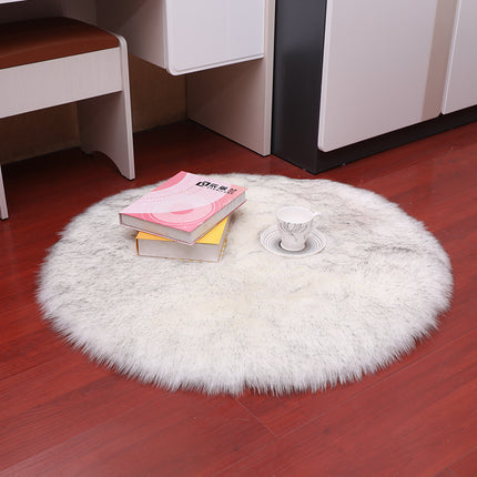 Soft Round Faux Sheepskin Hair Rugs Shaggy Fluffy Rugs Round Carpet Kids Girls Room Princess Castle Christmas Playmat