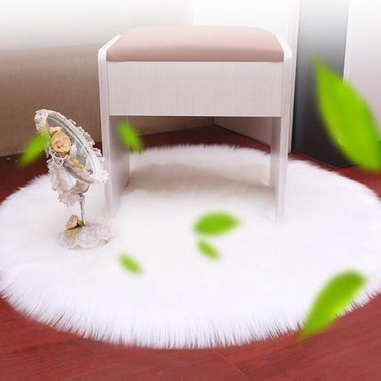 Soft Round Faux Sheepskin Hair Rugs Shaggy Fluffy Rugs Round Carpet Kids Girls Room Princess Castle Christmas Playmat