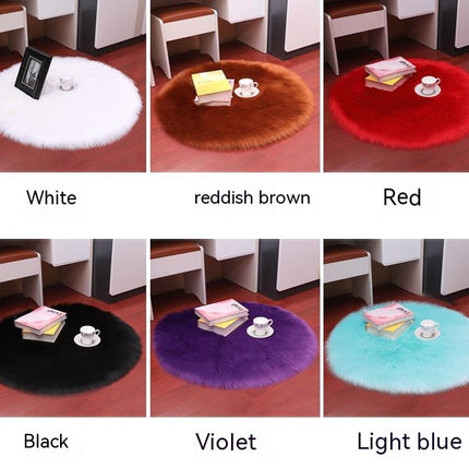 Soft Round Faux Sheepskin Hair Rugs Shaggy Fluffy Rugs Round Carpet Kids Girls Room Princess Castle Christmas Playmat