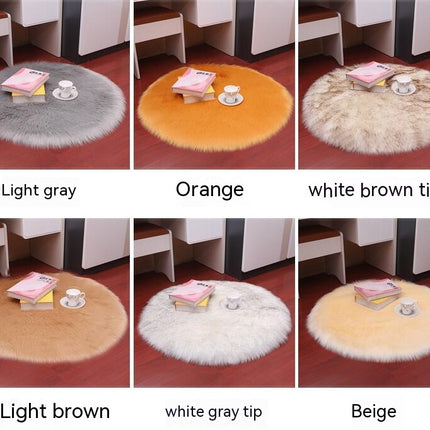 Soft Round Faux Sheepskin Hair Rugs Shaggy Fluffy Rugs Shaggy Carpet Kids Girls Room Princess Castle Christmas Playmat