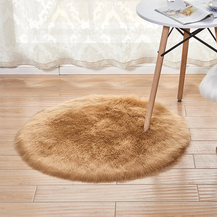 Faux Fur Rug Round Rug Sheep-Skin Fur Throw Washable Small Fluffy Rug for The Living Room Bedroom Nursery Decor