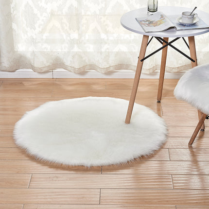 Faux Fur Rug Round Rug Sheep-Skin Fur Throw Washable Small Fluffy Rug for The Living Room Bedroom Nursery Decor