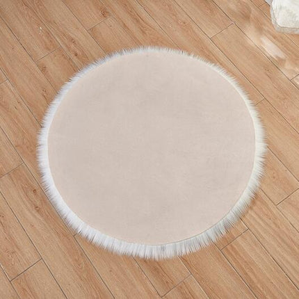 Faux Fur Rug Round Rug Sheep-Skin Fur Throw Washable Small Fluffy Rug for The Living Room Bedroom Nursery Decor