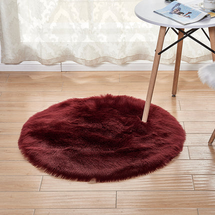 Faux Fur Rug Round Rug Sheep-Skin Fur Throw Washable Fluffy Rug for The Living Room Bedroom Nursery Decor
