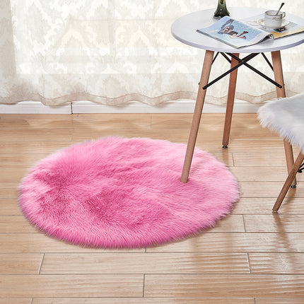 Faux Fur Rug Round Rug Sheep-Skin Fur Throw Washable Fluffy Rug for The Living Room Bedroom Nursery Decor