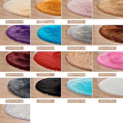 Faux Fur Rug Round Rug Sheep-Skin Fur Throw Washable Fluffy Rug for The Living Room Bedroom Nursery Decor