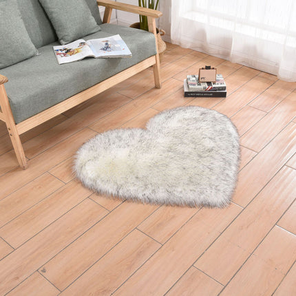 Heart Shaped Faux Sheepskin Rug Fluffy Shaggy Rug Area Mats Rugs Bedroom Sofa Den Decorative Floor Rugs