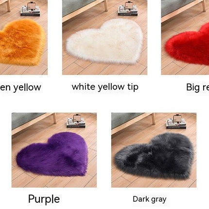 Heart Shaped Faux Sheepskin Rug Fluffy Shaggy Rug Area Mats Rugs Bedroom Sofa Den Decorative Floor Rugs