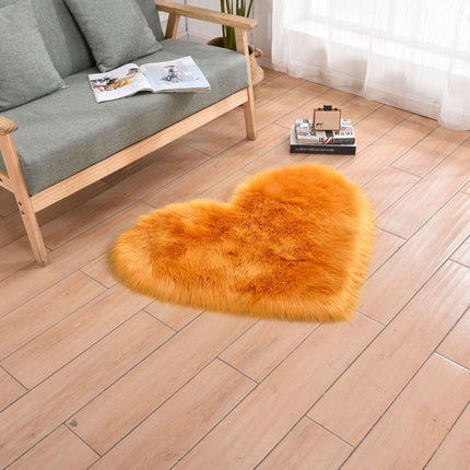 Heart Shaped Faux Sheepskin Rug Soft  Pile Fluffy Shaggy Rug Area Mats Rugs Bedroom Sofa Den Decorative Floor Rugs