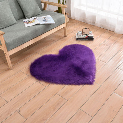 Heart Shaped Faux Sheepskin Rug Soft  Pile Fluffy Shaggy Rug Area Mats Rugs Bedroom Sofa Den Decorative Floor Rugs