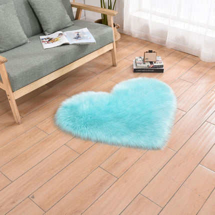 Heart Shaped Faux Sheepskin Rug Soft  Pile Fluffy Shaggy Rug Area Mats Rugs Bedroom Sofa Den Decorative Floor Rugs
