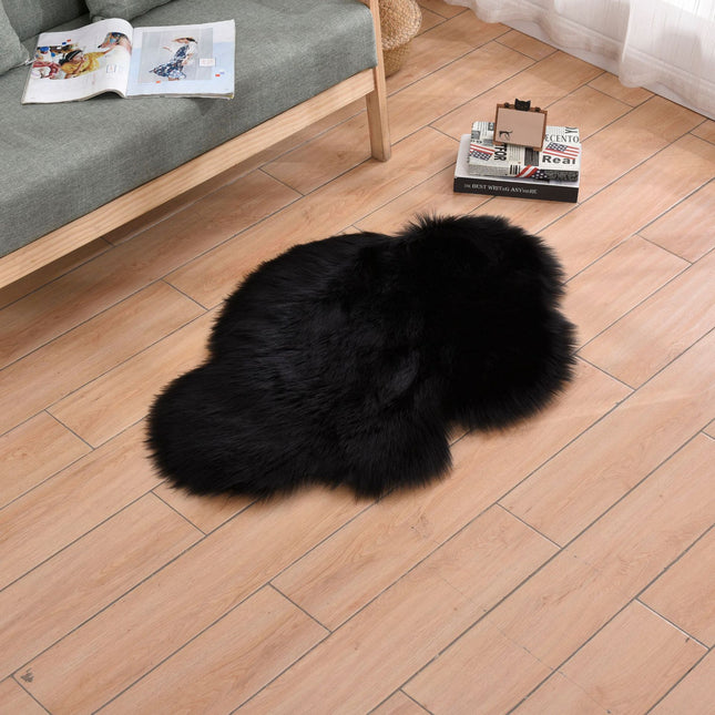 Faux Sheep Pile Hair Rug -Machine Washable Living Room Pile Area Rug -Soft Non-Slip Extra Long Pile Living Room Carpet