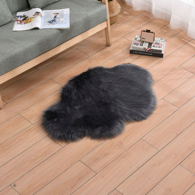 Faux Sheep Pile Hair Rug -Machine Washable Living Room Pile Area Rug -Soft Non-Slip Extra Long Pile Living Room Carpet