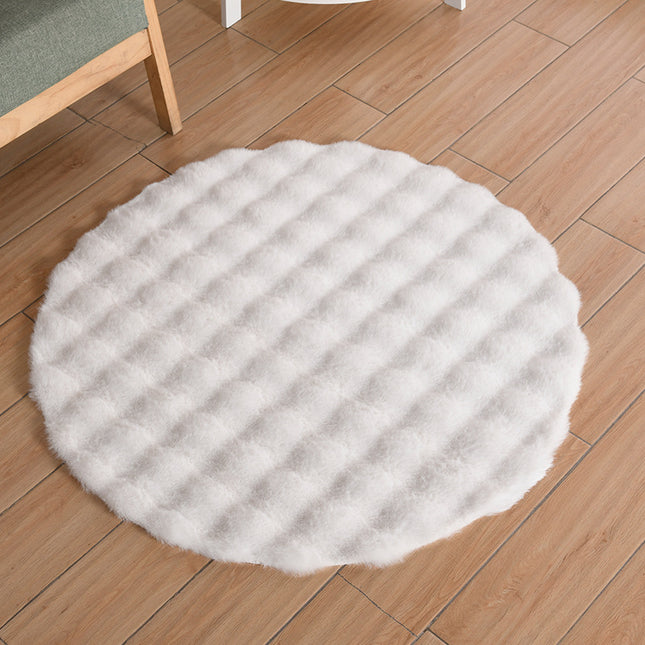 Weicher, moderner Teppich, rutschfest, rund, Kunstkaninchenfell-Teppich, Wohnzimmer und Schlafzimmer, Arbeitszimmer, Kommode, Stuhl, Heimdekoration
