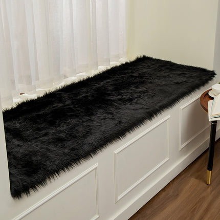 Flauschiger Teppich mit Kunstfell-Plüschkissen, superweicher, rutschfester Schlafzimmerteppich, verwendet für Schlafzimmer, Balkonfenster, Heimdekoration