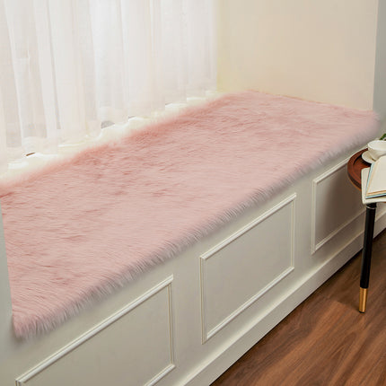 Flauschiger Teppich mit Kunstfell-Plüschkissen, superweicher, rutschfester Schlafzimmerteppich, verwendet für Schlafzimmer, Balkonfenster, Heimdekoration