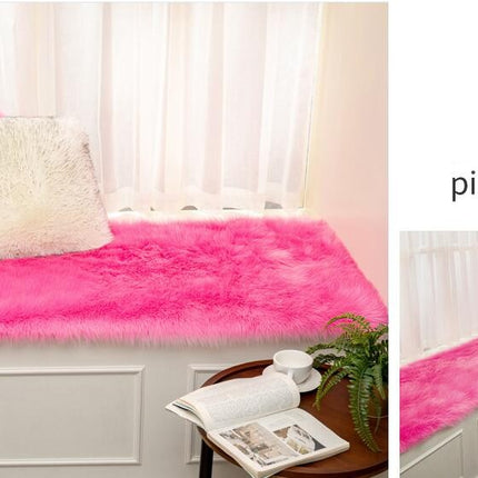 Flauschiger Teppich mit Kunstfell-Plüschkissen, superweicher, rutschfester Schlafzimmerteppich, verwendet für Schlafzimmer, Balkonfenster, Heimdekoration