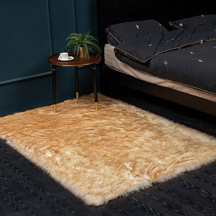 Faux Fur Sheepskin Silky Seat Cushion Home Decor Long Wool Area Rugs Carpet Soft Fluffy Plush Pads  Fit for Home Office Restaurant Chair