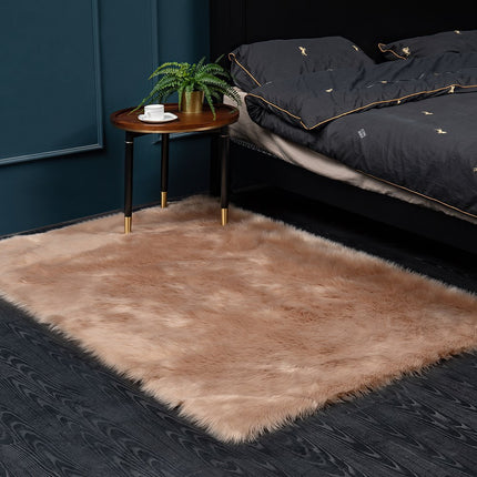 Faux Fur Sheepskin Silky Seat Cushion Home Decor Long Wool Area Rugs Carpet Soft Fluffy Plush Pads  Fit for Home Office Restaurant Chair
