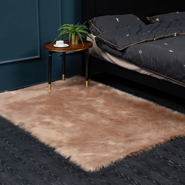 Faux Fur Sheepskin Silky Seat Cushion Home Decor Long Wool Area Rugs Carpet Soft Fluffy Plush Pads  Fit for Home Office Restaurant Chair