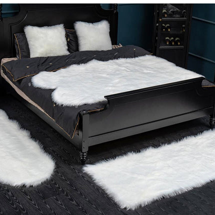 Faux Fur Sheepskin Silky Seat Cushion Home Decor Long Wool Area Rugs Carpet Soft Fluffy Plush Pads  Fit for Home Office Restaurant Chair