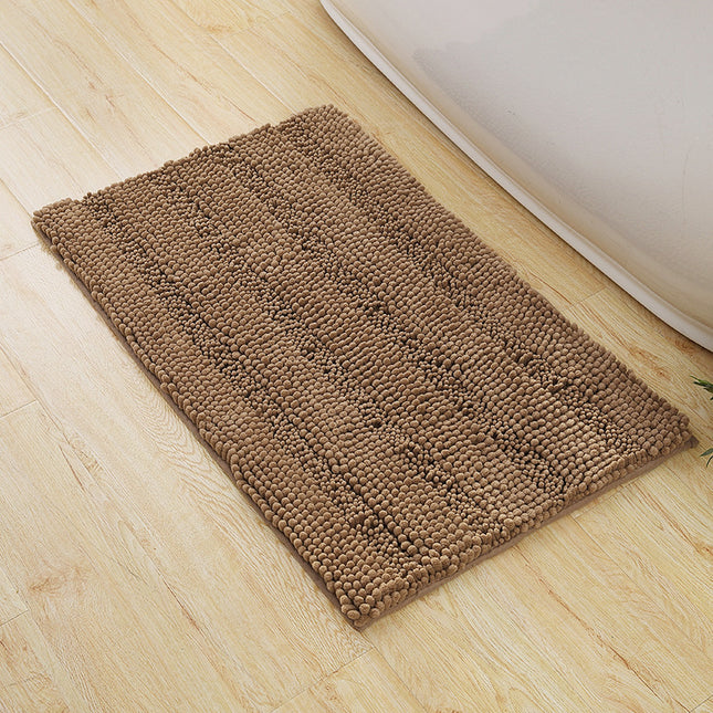 Chenille Striped Bathroom Rug, Thick Soft Shaggy Bath Mats Microfiber Bath Mat Rug, Absorbent, Non-Slip, Machine Washable