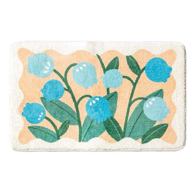 Faux Cashmere Bathroom Rugs Anti-slip Colorful Botanical Print Bath Mats Soft Machine Washable Bath Mat Bathroom Tub Shower Mat