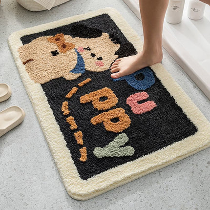 Cute cartoon bathroom rug bath mat, super soft microfiber shaggy bath mats, fluffy non-slip absorbent bath rug, thick washable