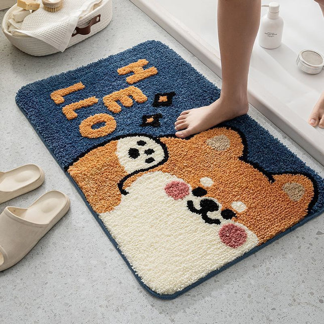 Cute cartoon bathroom rug bath mat, super soft microfiber shaggy bath mats, fluffy non-slip absorbent bath rug, thick washable