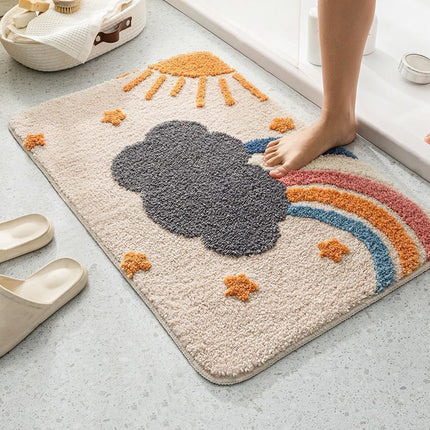 Cute cartoon bathroom rug bath mat, super soft microfiber shaggy bath mats, fluffy non-slip absorbent bath rug, thick washable