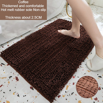 Coarse and Fine Pile Interval Bathroom Rug Non-slip Soft Bathroom Rugs, Absorbent Washable Chenille Quick Dry Bath Mats
