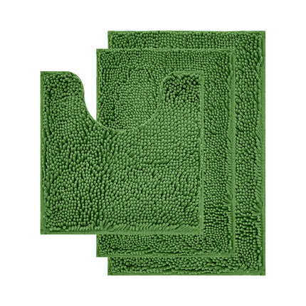Bathroom Rug Set Non-Slip 3 Piece Bath Mat Set Soft Chenille Bathroom Mats Set Absorbent Bath Rugs Floor Mats Toilet Rugs