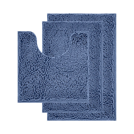 Bathroom Rug Set Non-Slip 3 Piece Bath Mat Set Soft Chenille Bathroom Mats Set Absorbent Bath Rugs Floor Mats Toilet Rugs