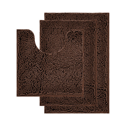 Bathroom Rug Set Non-Slip 3 Piece Bath Mat Set Soft Chenille Bathroom Mats Set Absorbent Bath Rugs Floor Mats Toilet Rugs
