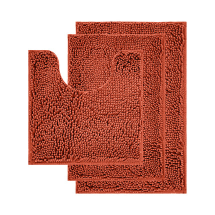 Bathroom Rug Set Non-Slip 3 Piece Bath Mat Set Soft Chenille Bathroom Mats Set Absorbent Bath Rugs Floor Mats Toilet Rugs