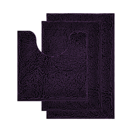 Bathroom Rug Set Non-Slip 3 Piece Bath Mat Set Soft Chenille Bathroom Mats Set Absorbent Bath Rugs Floor Mats Toilet Rugs
