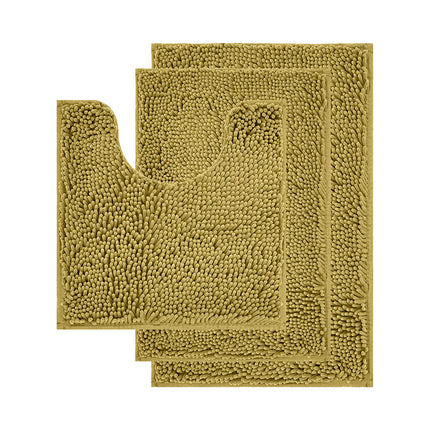 Bathroom Rug Set Non-Slip 3 Piece Bath Mat Set Soft Chenille Bathroom Mats Set Absorbent Bath Rugs Floor Mats Toilet Rugs