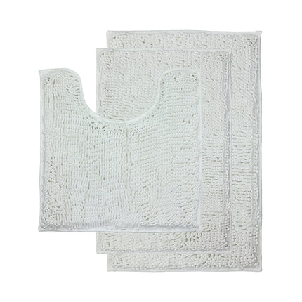 Bathroom Rug Set Non-Slip 3 Piece Bath Mat Set Soft Chenille Bathroom Mats Set Absorbent Bath Rugs Floor Mats Toilet Rugs