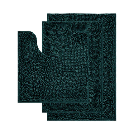 Bathroom Rug Set Non-Slip 3 Piece Bath Mat Set Soft Chenille Bathroom Mats Set Absorbent Bath Rugs Floor Mats Toilet Rugs