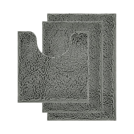 Bathroom Rug Set Non-Slip 3 Piece Bath Mat Set Soft Chenille Bathroom Mats Set Absorbent Bath Rugs Floor Mats Toilet Rugs