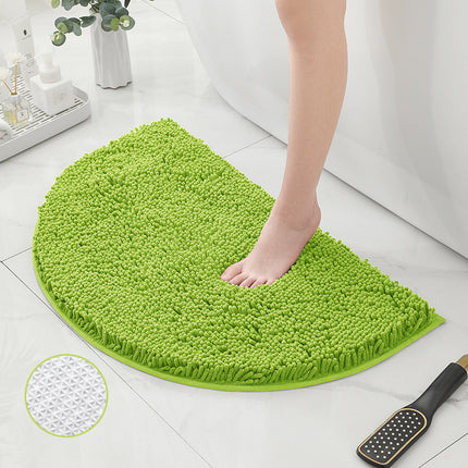 Halbrunde Badematte, rutschfester Badezimmerteppich, halbrunde Chenille-Badematte, superweiche, waschbare, schnell trocknende Duschmatte