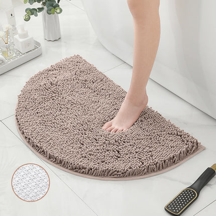Halbrunde Badematte, rutschfester Badezimmerteppich, halbrunde Chenille-Badematte, superweiche, waschbare, schnell trocknende Duschmatte