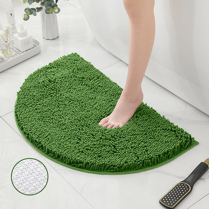 Halbrunde Badematte, rutschfester Badezimmerteppich, halbrunde Chenille-Badematte, superweiche, waschbare, schnell trocknende Duschmatte