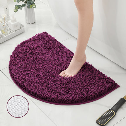 Halbrunde Badematte, rutschfester Badezimmerteppich, halbrunde Chenille-Badematte, superweiche, waschbare, schnell trocknende Duschmatte